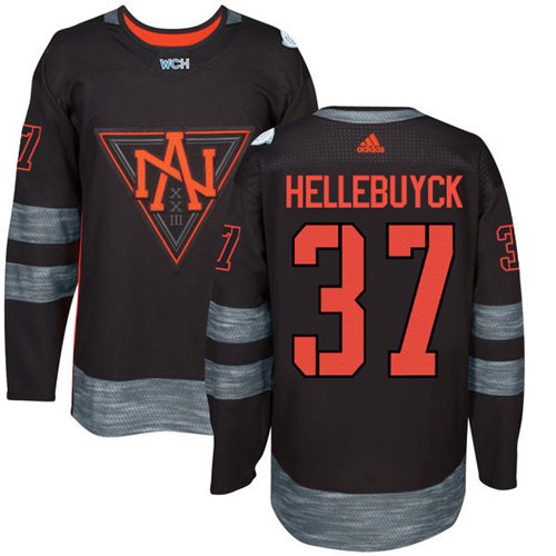 Team North America #37 Connor Hellebuyck Black 2016 World Cup Stitched Youth NHL Jersey - Click Image to Close